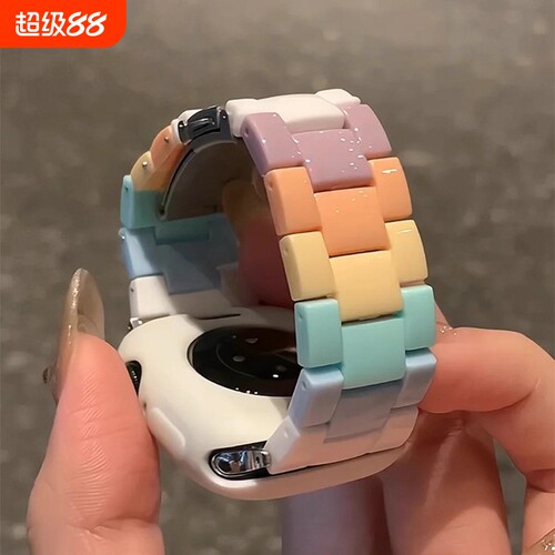 适用vivowatchgt2手表表带iqoo新款watchgt2糖果彩虹女生vivowatch5智能watch3可爱多巴胺运动GT透气腕带白色