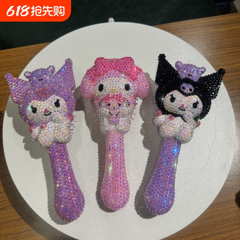 木梳少女心卡通造型手柄镜子学生手持化妆镜按摩气囊梳防静电梳子