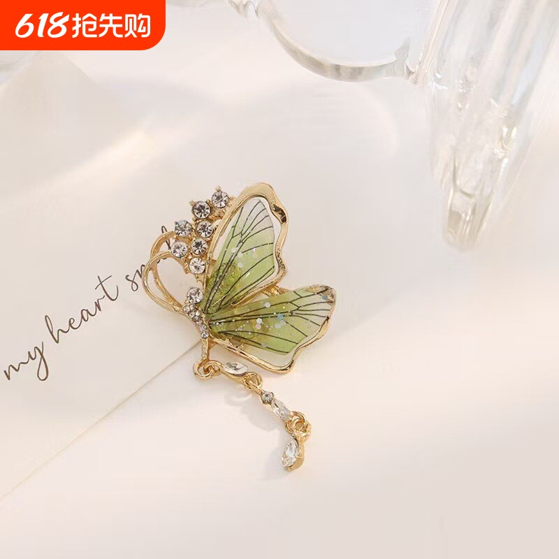 新款蜻蜓胸针轻奢高级感别针流苏胸花配饰合金服饰高端金属饰品