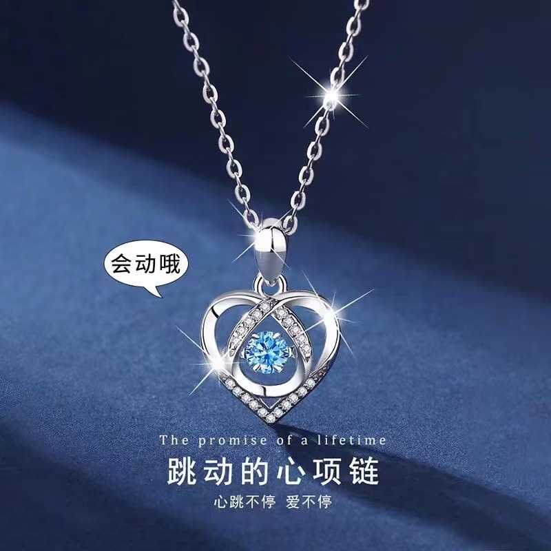 温柔韩系高级高配 跳动的心项链 灵动心形锁骨链 气质百 搭情人节