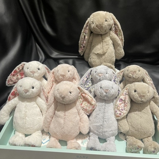 jc白色粉色邦尼兔碎花耳兔创意安抚型玩偶可爱邦尼兔毛绒玩具批发