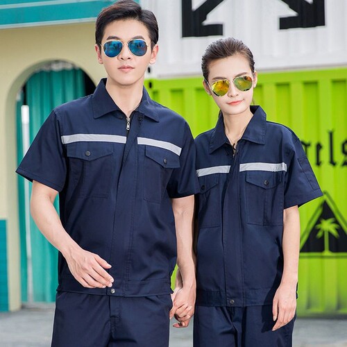 夏季薄款短袖工作服套装透气舒适