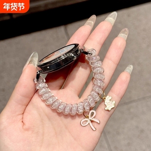【闪粉弹力发圈】适用华为gt6/5表带电话线可爱小兔5pro蝴蝶结挂饰gt3/gt2轻奢watch5小米s4智能运动配件18mm