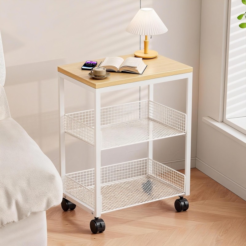 床边桌家用客厅简易茶几边几带轮可移动小桌子床头收纳柜落地置物