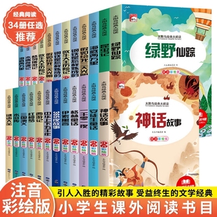 课外阅读推荐 太阳鸟彩图注音版 名著故事书彩图注音版 名著故事书安徒生童话神话故事国内外经典 书籍 全34册儿童文学国内外经典
