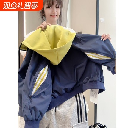 tgc儿童连帽外套2025新款中大男童秋装网红假两件外套夹克上衣潮