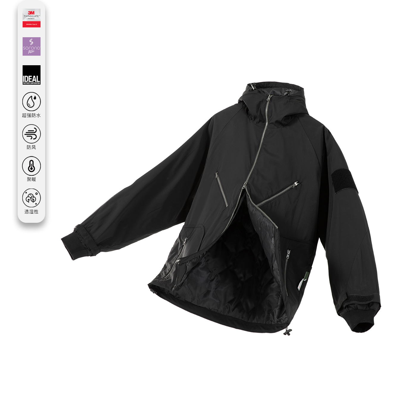 WHYWORKS [轻灵] 户外先锋机能棉衣3M新雪丽夹棉弧形剪裁冲锋外套