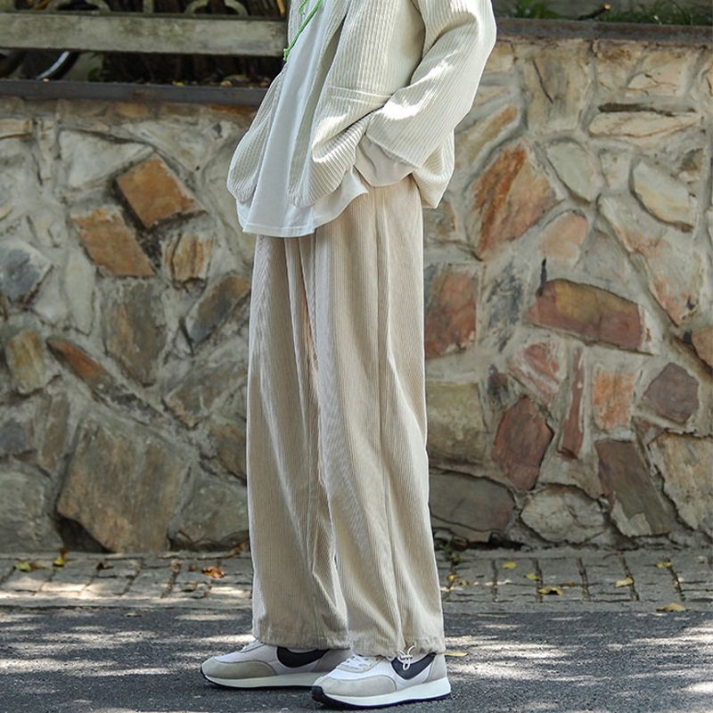 今年流行的裤子男秋冬季直筒宽松垂坠感卡其色灯绒芯阔腿休闲长裤|ruв категории Мужская одежда, брюки - от Buy2taobao.com для оказания профессиональной услуги покупки агента Taobao