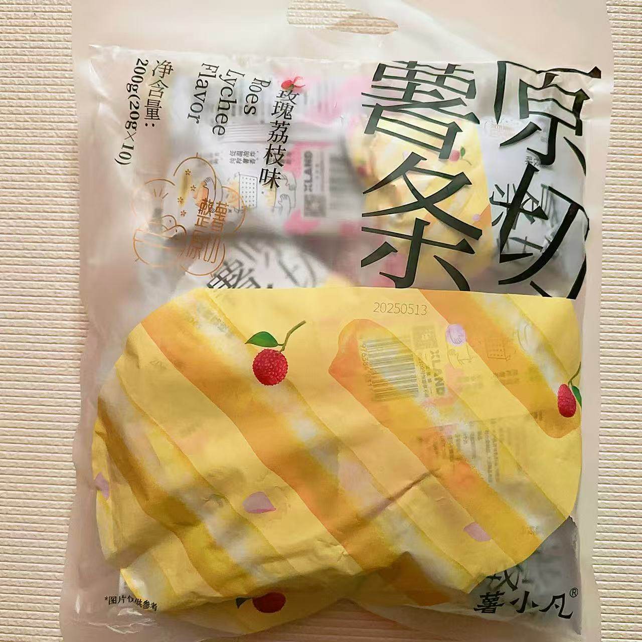 国产薯小凡玫瑰荔枝味原切薯条200g内含10小包休闲零食临期特价