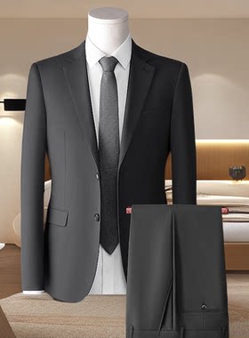 啄木鸟羊毛黑色西服套装男士西装