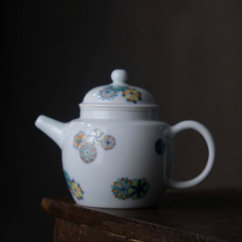 纯手绘斗彩皮球花茶壶小号景德镇陶瓷壶泡茶壶茶具瓷壶