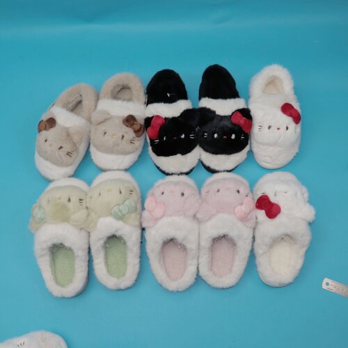 慈踏冬季KT猫女童毛绒保暖棉拖
