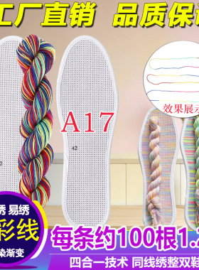 2026新款花边十字绣鞋垫单股白板手工绣线棉布七层彩色刺绣段染线