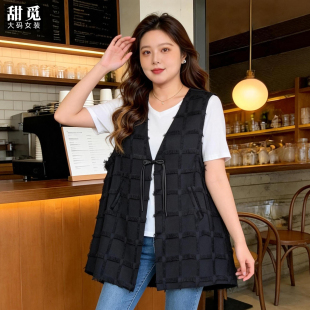 中长款 甜觅特大码 胖mm300斤胖妹妹洋气国风新中式 春夏装 马甲 女装