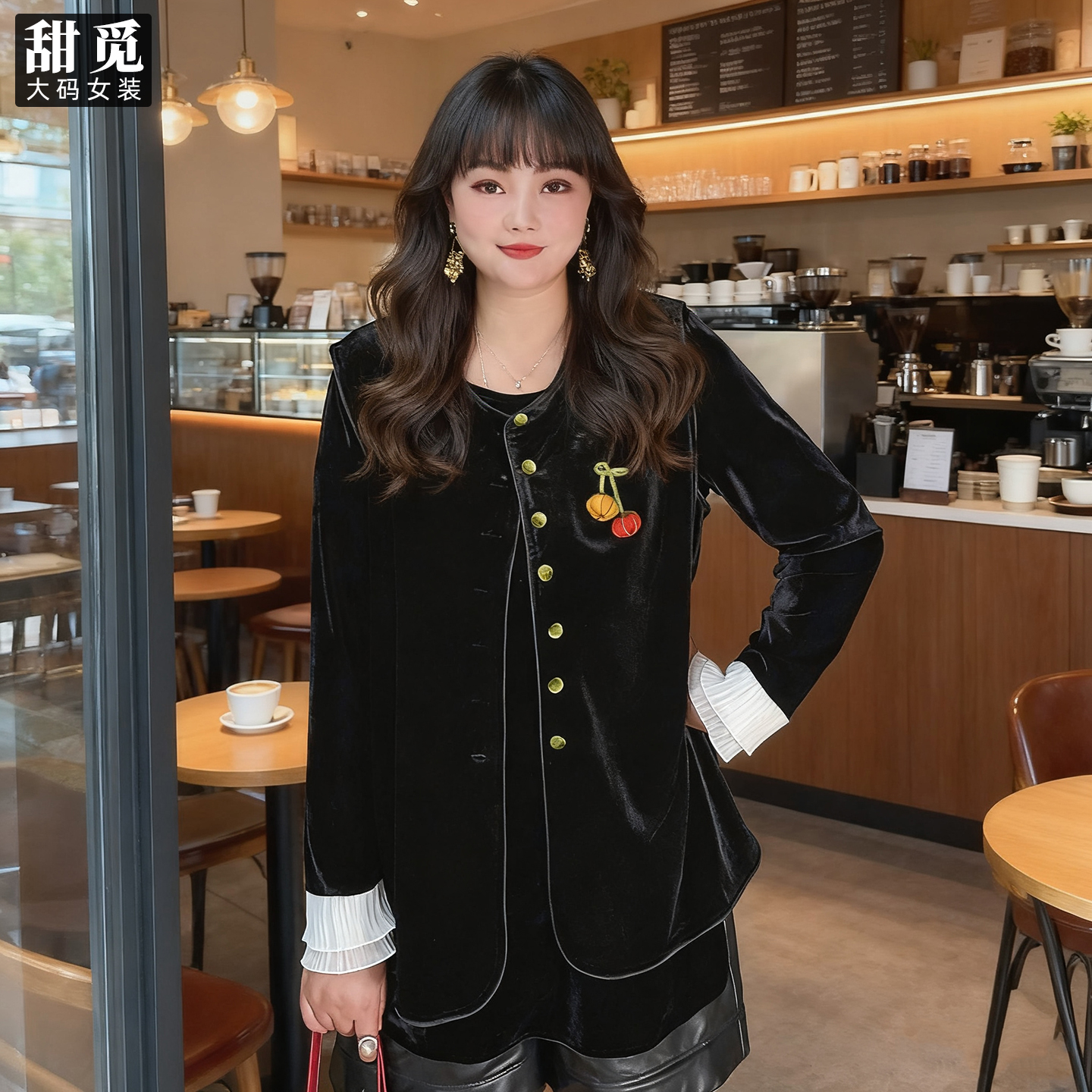 甜觅特大码女装2025秋装胖mm300斤时尚百搭高档丝绒显瘦马甲外套