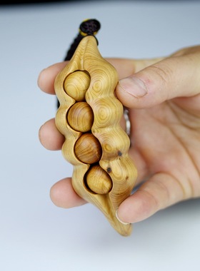 唐木阁小叶紫檀豆角福豆金星紫檀活珠四季豆把件把玩红木木雕礼品
