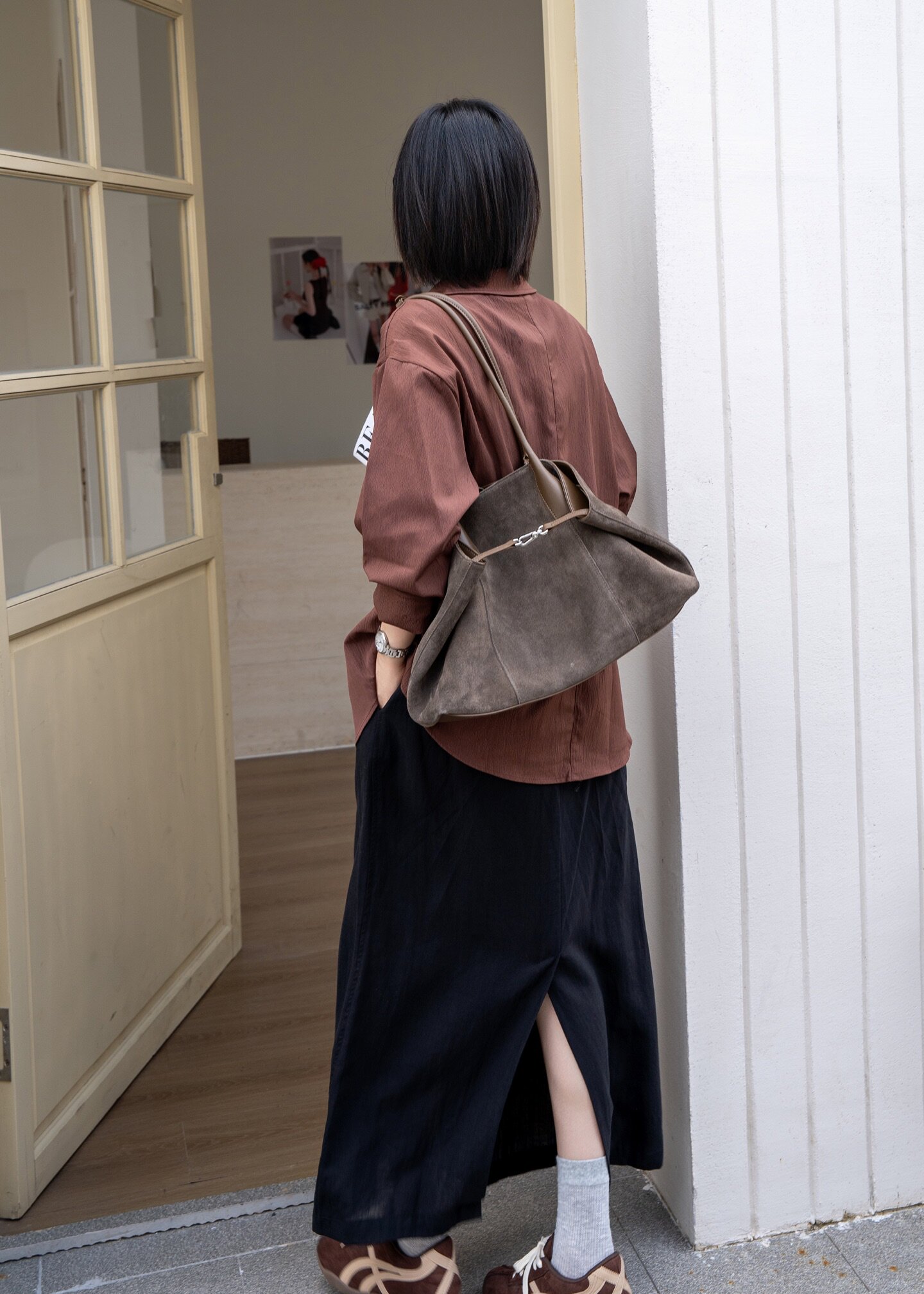 小众真皮女包韩版百搭时尚磨砂牛皮女手提腋下大容量托特饺子包女