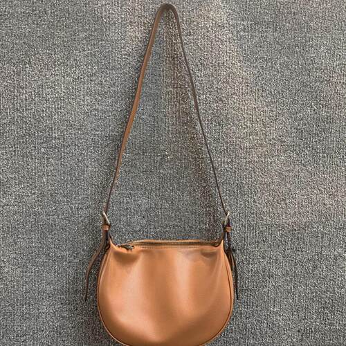 梦嘉丽头层牛皮单肩饺子包