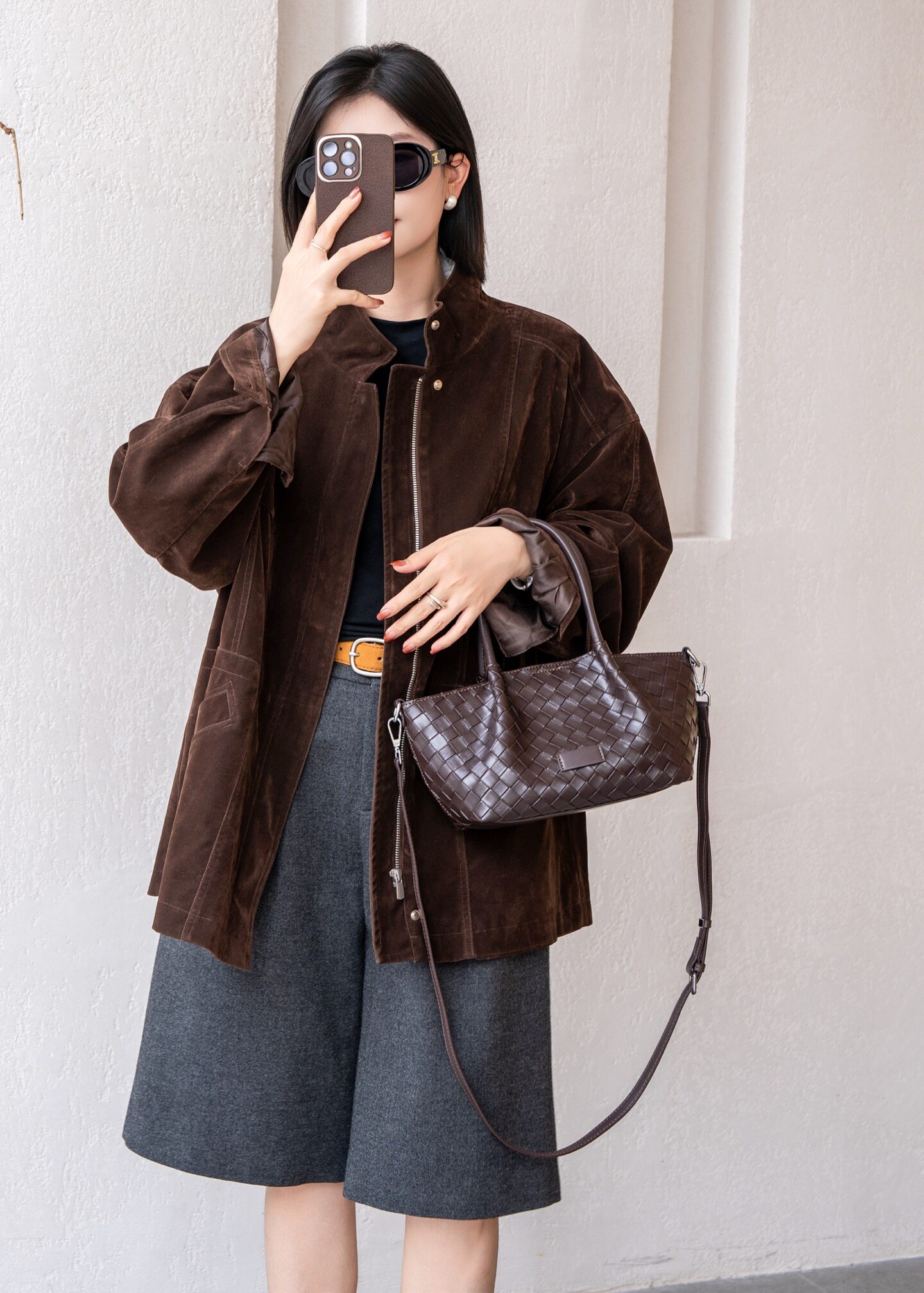 编织牛皮女手提单肩简约实用饺子
