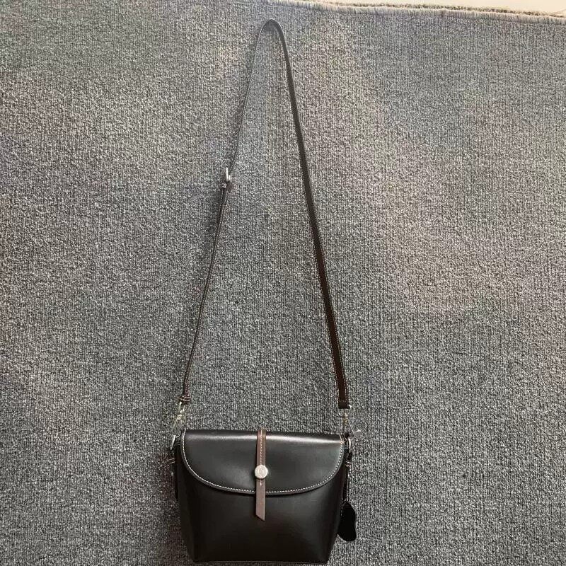 牛皮撞色单肩斜跨小方包百搭女包