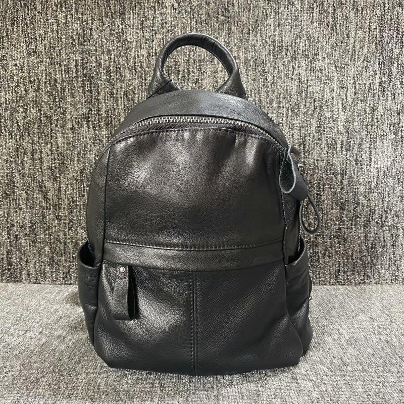 真皮背包韩版复古百搭头层软牛皮男女通用款双肩包手感好皮质软