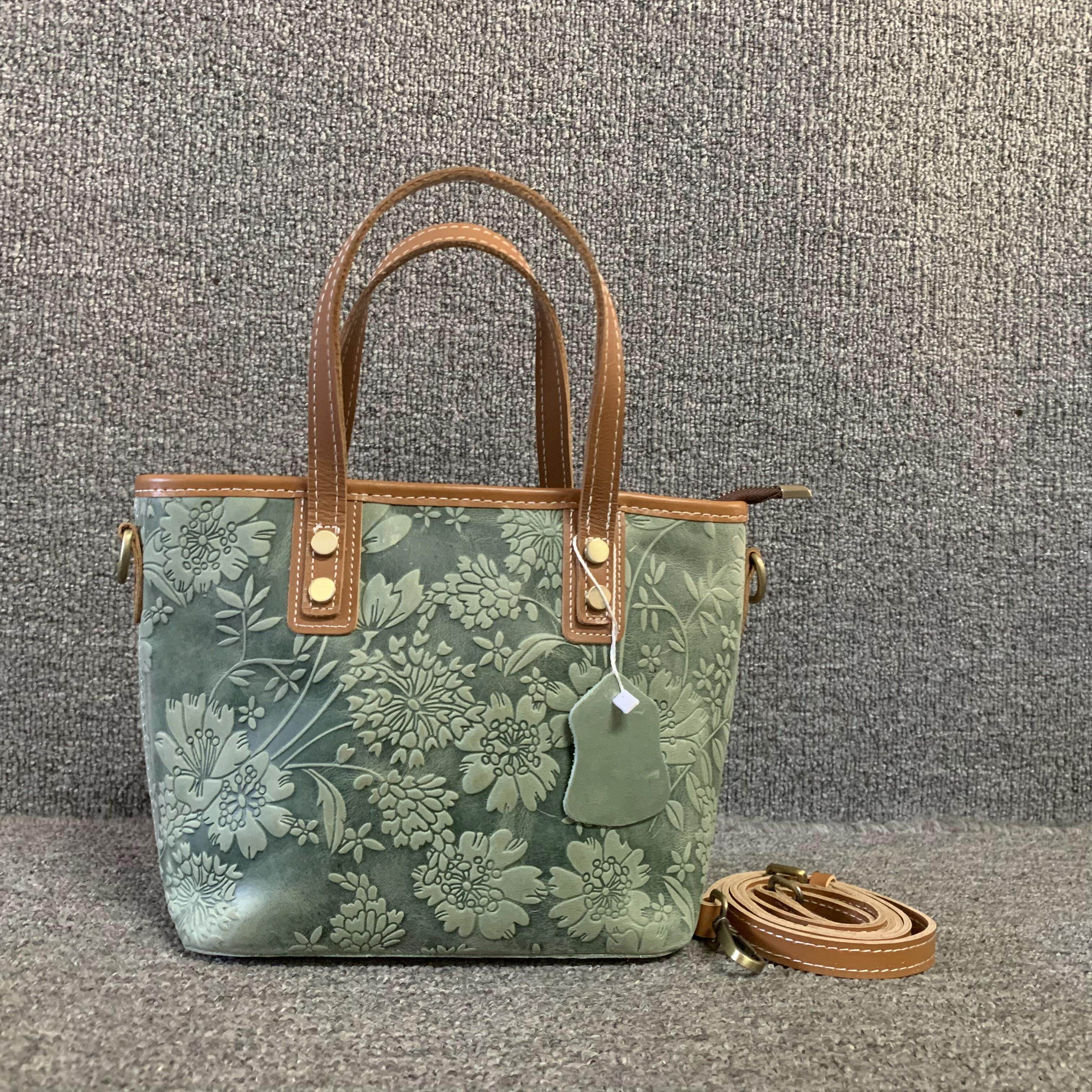 真皮女包韩版百搭时尚撞色头层疯马牛皮女手提单肩复古小托特包女