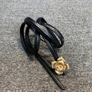 夏季 真皮女皮带韩版 百搭牛皮玫瑰花针扣女细腰带 新品 腰带女款