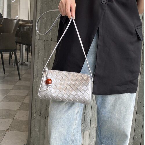 梦嘉丽牛皮编织女小方包小包