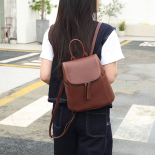 小众新品头层植鞣牛皮背包韩版百搭简约轻便旅游双肩背包男女通用