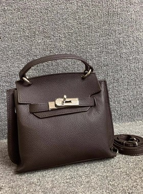 订单尾货！！正价200+小众真皮女包头层牛皮女手提单肩锁扣凯利包