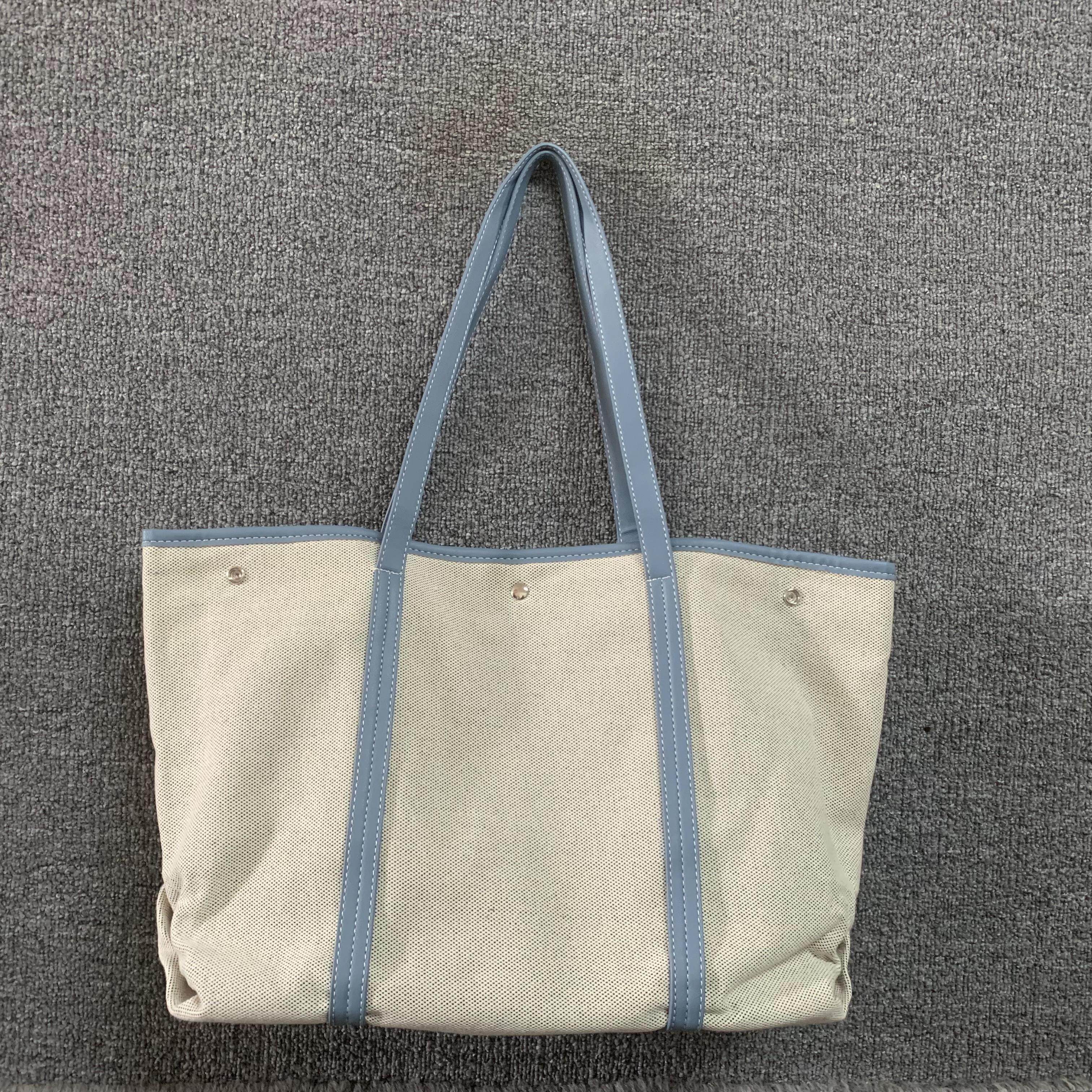 小众新品女包韩版百搭手提腋下帆布撞色女大容量简约购物袋托特包