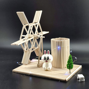 一次性筷子作业风车diy手工材料圆木棒木棍高二通用技术作品高中