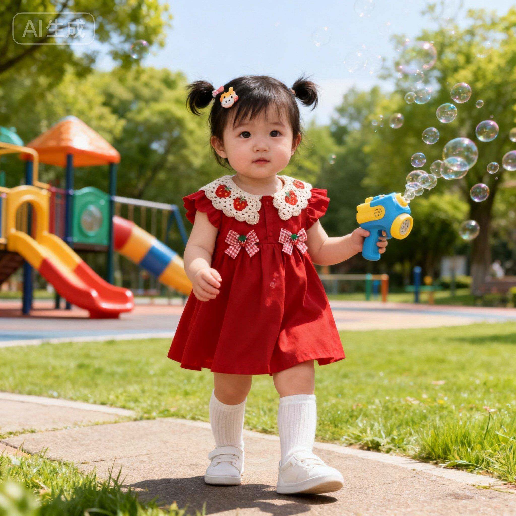 童连衣裙夏季抓红色周礼服WVO裙子一女宝巨女好看夏裙绝美岁公主