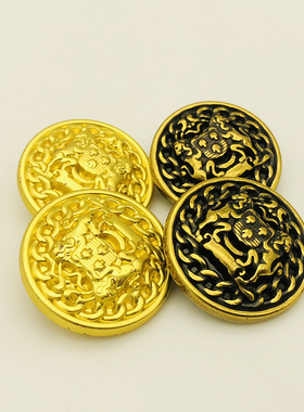 高端男女金属纽扣金黄色双狮西装扣子圆形衣服外套大衣钮扣袖扣
