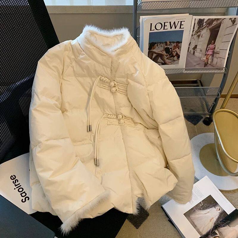 新中式棉服中国风盘扣保暖羽绒服外套女冬2025新款设计感洋气棉衣