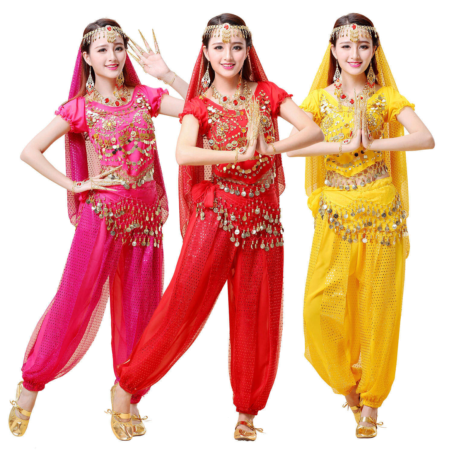 印度舞演出服舞台表演服装 肚皮舞套装夏裙 短袖亮点裤演出服