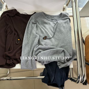 针织衫 圆领线衫 6羊毛简约设计感长袖 普普风