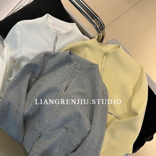 双拉链。公司货。及简风。春季显瘦柔软弹力外套882612M