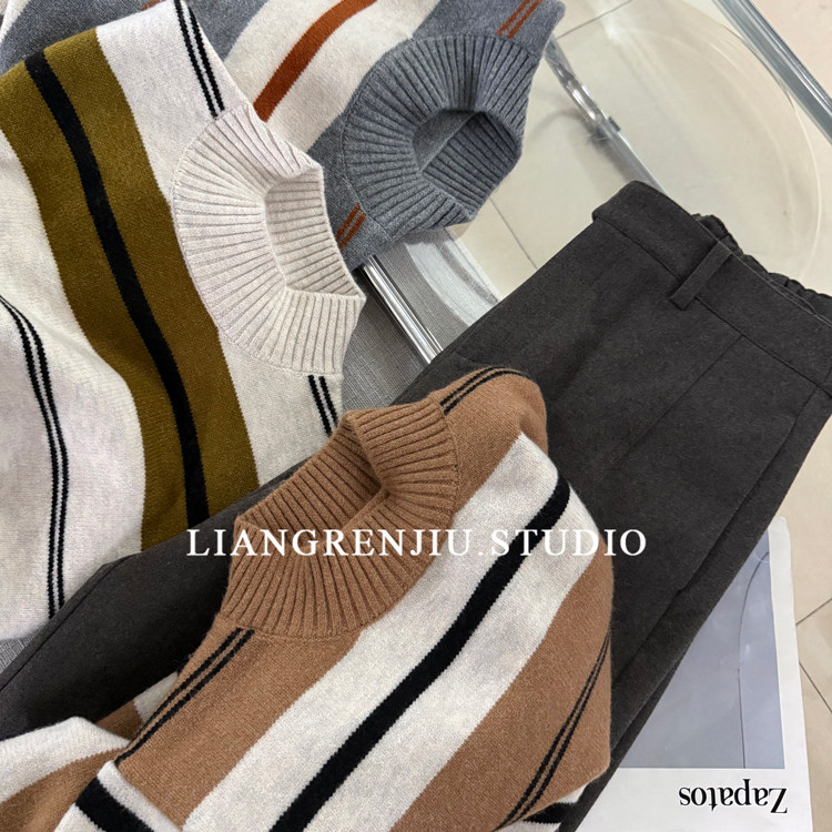 面料超赞！高密双股针细纱线。条纹小立领针织秋冬毛衣D,女装/女士精品,毛针织衫,淘宝优惠券,粉丝福利购,淘宝优惠卷