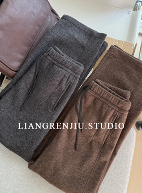加厚加绒。过冬款。毛呢奥利绒弹力窄版直筒休闲裤2806B13R