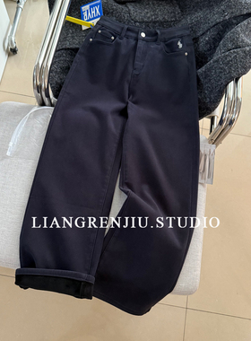 四面弹加绒加厚。高货窄版直筒显瘦厚实秋冬牛仔裤81005D