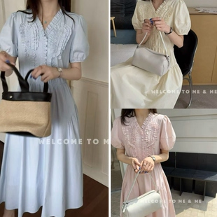 公司货正品。100棉。高货。收腰夏季短袖气质清雅压花连衣裙MR