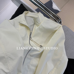 奶油白 高及感简约拉链春夏棉质外套2525A 薄款 乐莎公司正品