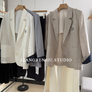 外套1061MR 气质通勤优质西装 双Me 亚麻春秋翻袖