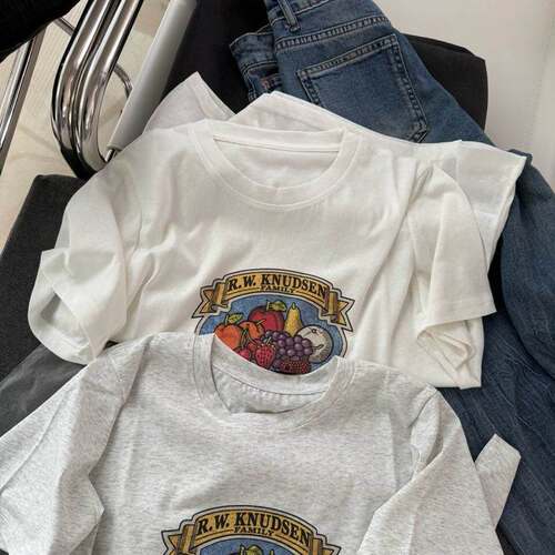 品牌剩余。美式水果印花。95棉夏季短袖T恤5702WR