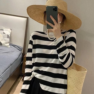 T恤上衣MR 长袖 非常柔软 轻薄防晒条纹时装