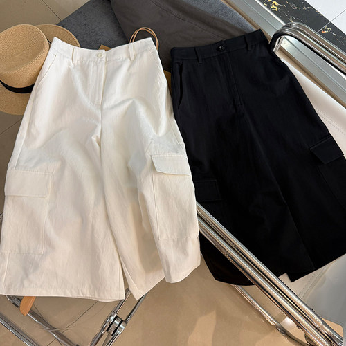 品牌剩余。高品质七分裤工装夏季显瘦杂志款直筒裤826671W