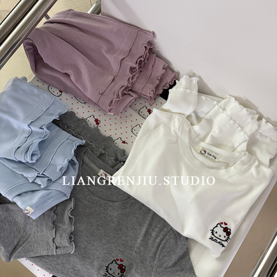 撤柜捡漏。喵系列高货！超绵软！猫咪刺绣长袖春季T恤3025W