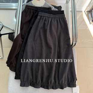 公司货 毛呢花苞秋冬松紧腰伞裙半身裙3620M