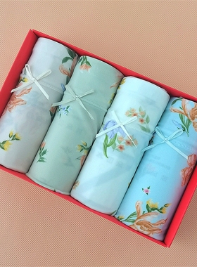 彩田内裤女冰丝性感32633石墨烯中高腰大码印花包臀32635平角裤